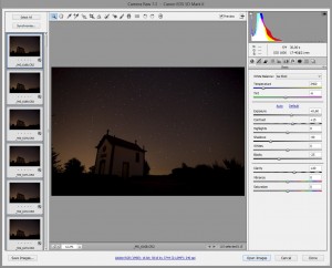 Star trail sequence : Basic Settings (Camera Raw)